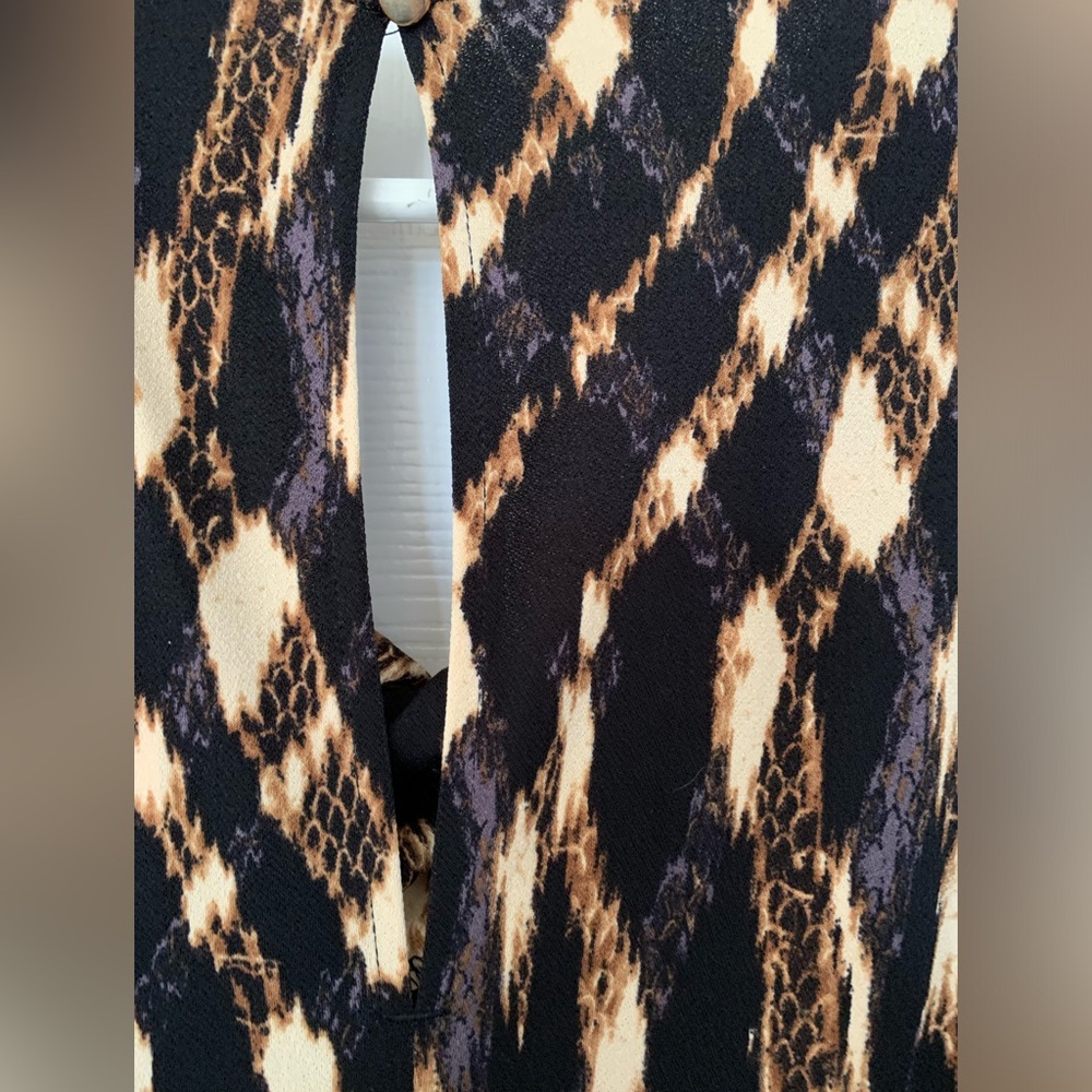Bold Elements Black IKAT Print Jumpsuit Sz Sm Stretchy Party Girls Night Out - Picture 3 of 7